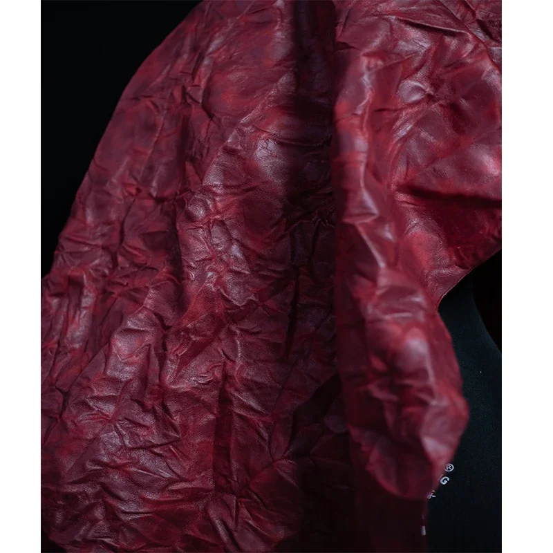 Grey Leather Fabric Wrinkles Gradient Texture Creative Designer Wholesale Cloth Apparel Diy Sewing PU Polyester Material