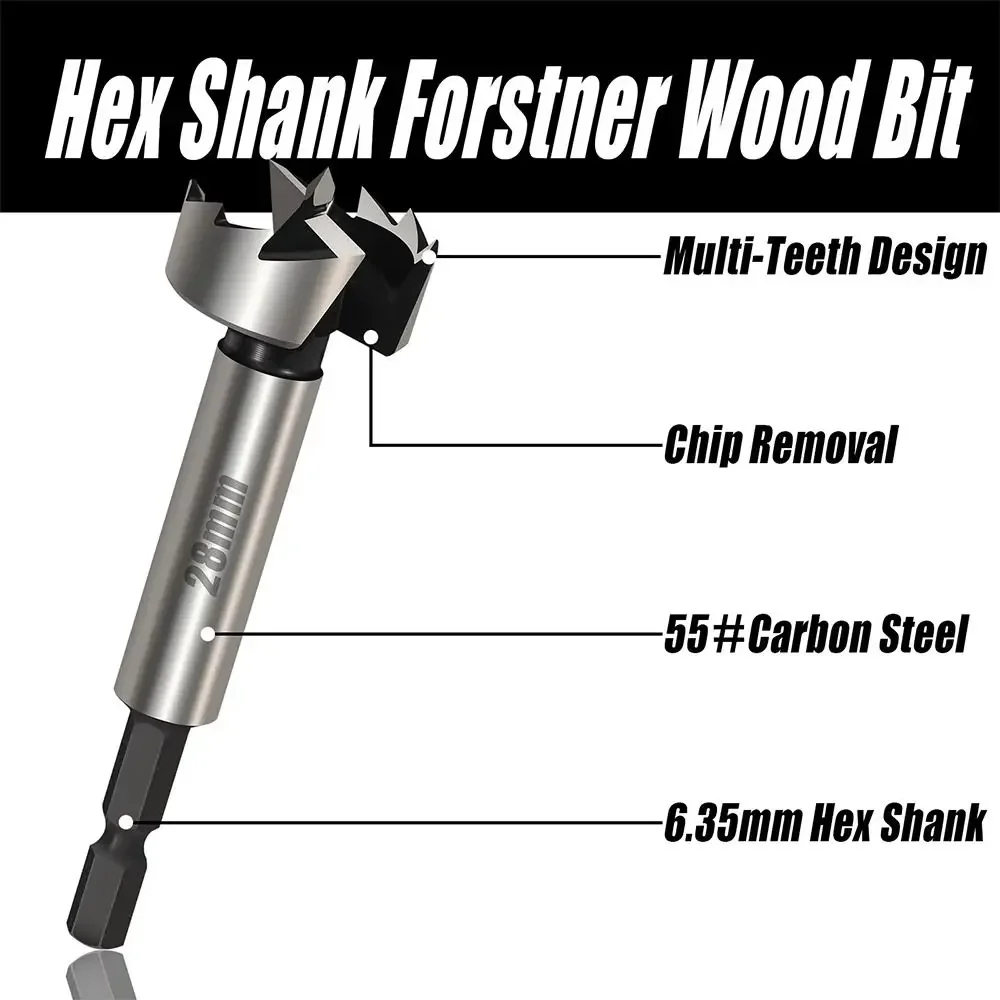 8-35mm Forstner High Carbon Steel Boring Drill Bits Hex Shank Multi-Tooth Flat Wing Drill Wood Hole Opener Woodworking Tool - view 4