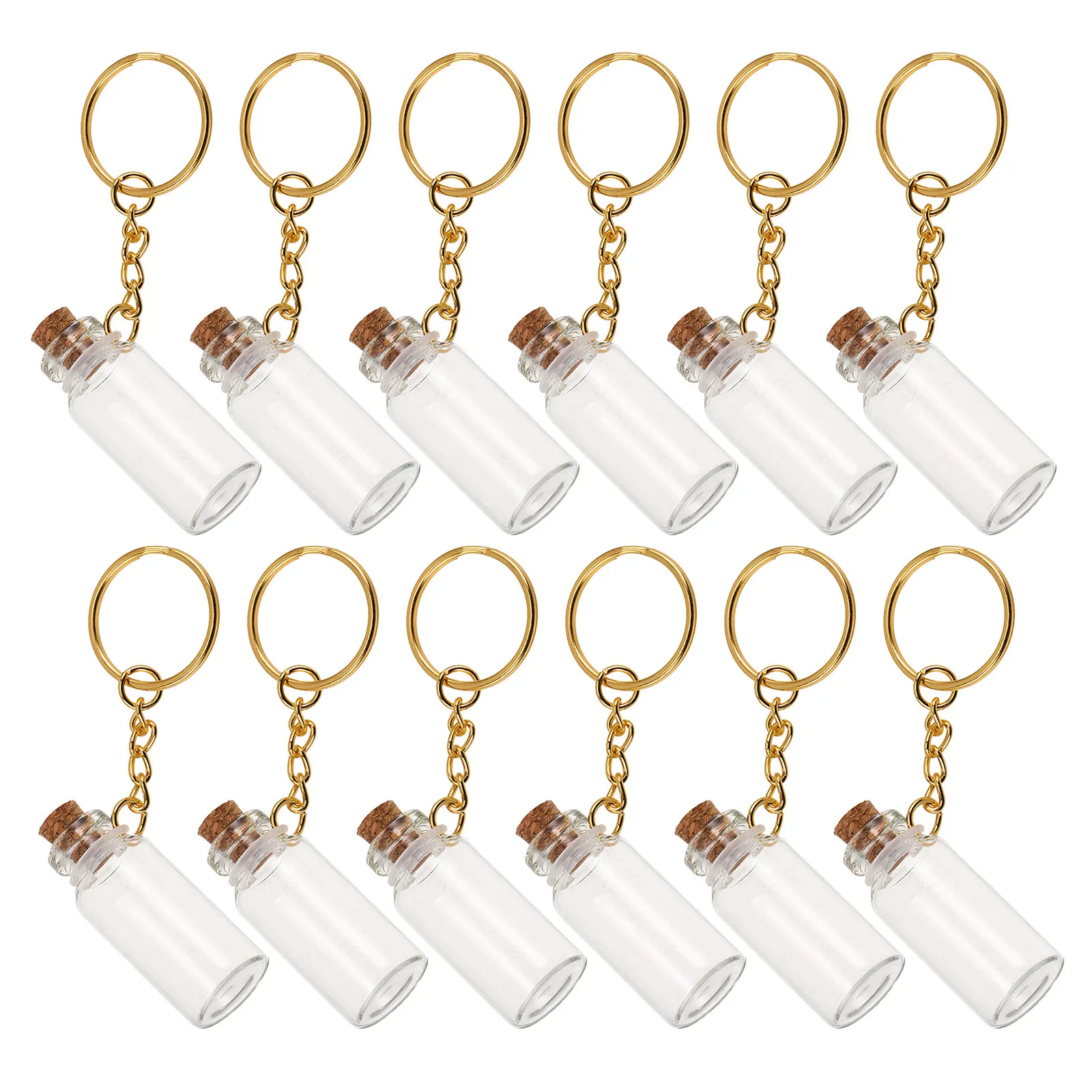 12pcs Transparent Glass Decorative Jars with Cork Lid – Home Decor Containers for Crafts & Storage