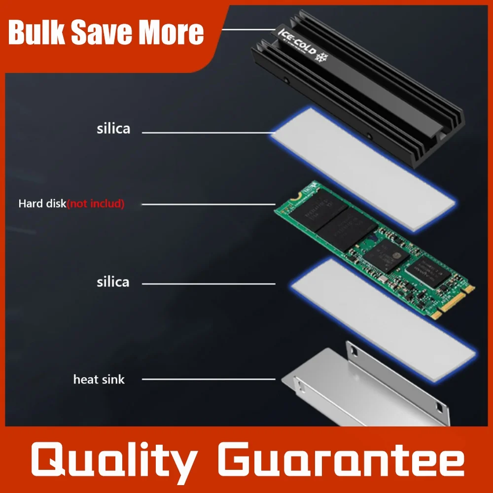 Dissipador de Calor M.2 NGFF NVME 2280 SSD em Liga de Alumínio para Unidade de Estado Sólido, Radiador Cooler para PC Desktop
