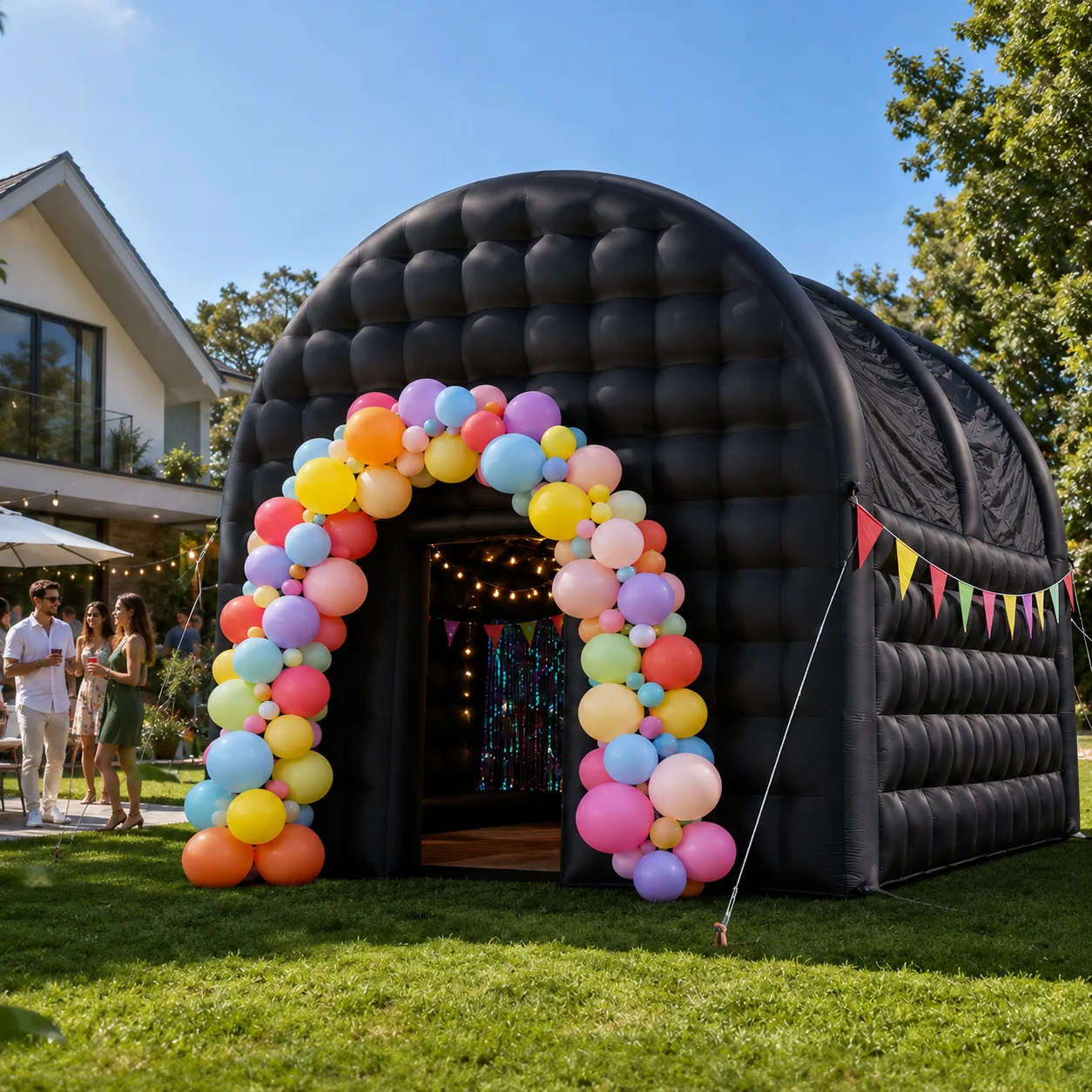 

Black Inflatable Night Club Disco Cube Gazebo Event House Portable Party Tent for Birthday School Events Backyard Party Rental