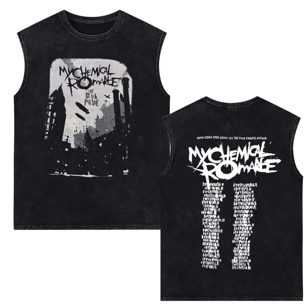 Limited My Chemical Romance Vintage Washed Tank Tops Men Women Retro Punk Emo Rock Band Sleeveless Vest Male Oversized T-shirt