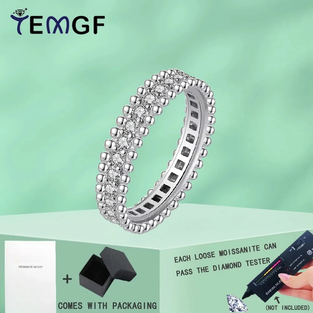 

TEMGF GRA Certified 2.5mm Moissanite Ring for Women Man S925 Sterling Silver Plated 18K White Gold Party Fashion Eternity Band
