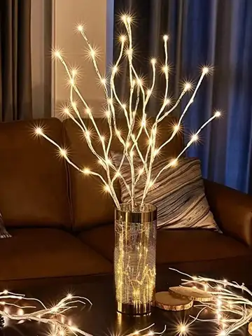 1 PC White Birch Branch Lights Battery Operated 20 LED Fairy Lights Willow Branches for Home Bedroom Inside Outdoor Decoration