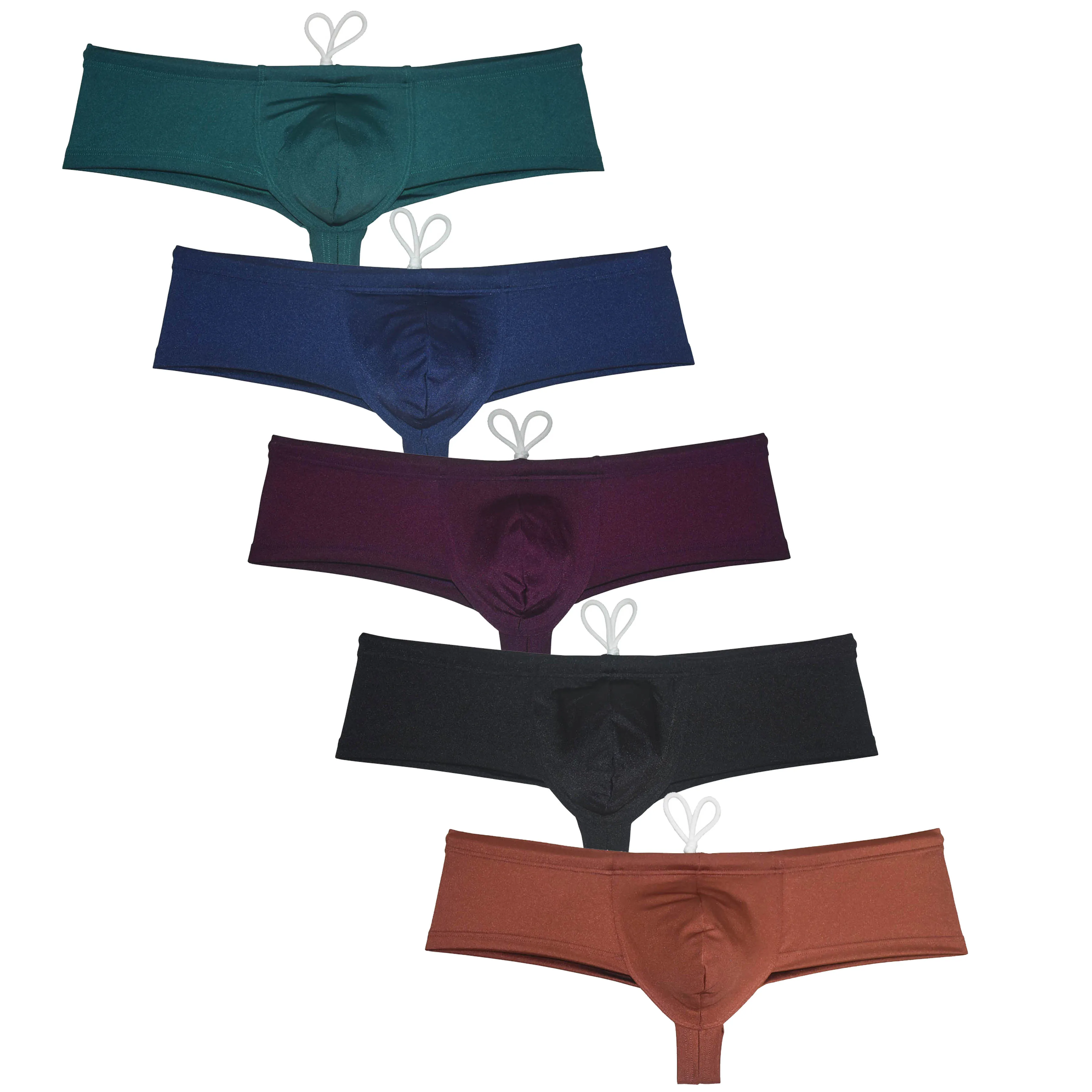 

2PACK Cheeky Swim Briefs Men's Swimwear Quick-dry Drawstring Male Bikini Shorts Brazilian Underwear Ehancing Pouch Beach Silky