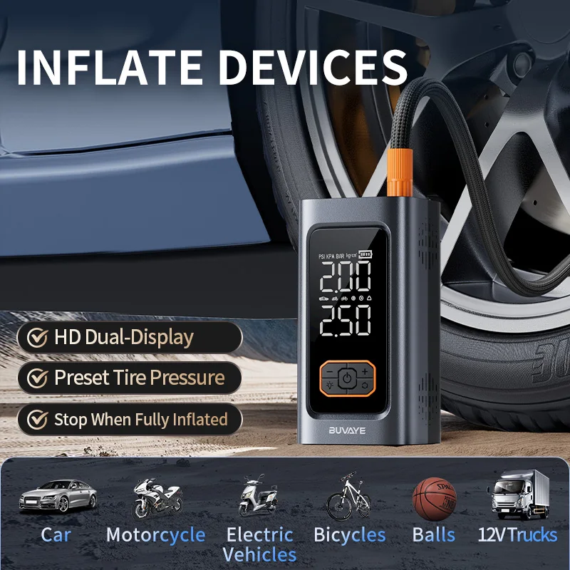Car Jump Starter Air Compressor With Power Bank 150PSI Air Pump Car Battery Emergency Boosters with LED Light