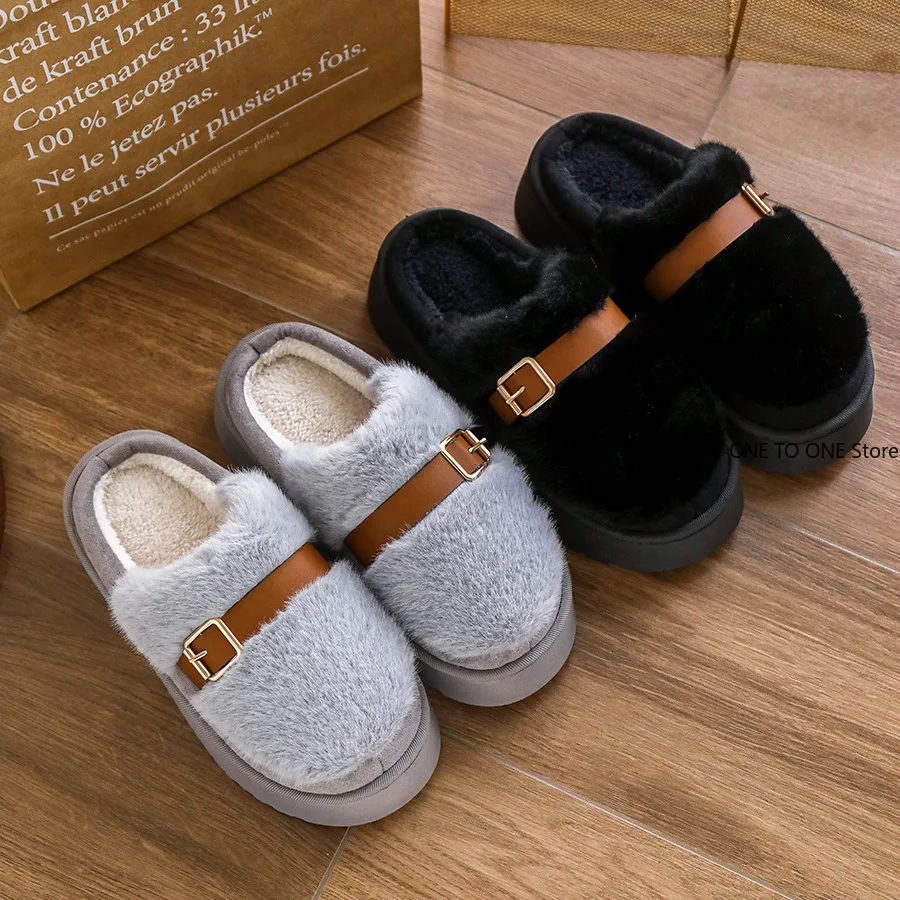 الجملة شبشب شتوي النساء الجلد المدبوغ إيفا وحيد رغوة الذاكرة الدافئة مشبك غرفة نوم أحذية مريحة عالية الجودة شبشب منزل #3