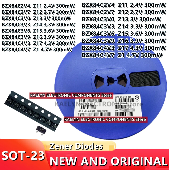 3000PCS Zener Diodes BZX84C2V4 84C2V7 84C3V0 84C3V3 84C3V6 84C3V9 84C4V3 84C4V7 84C5V1 84C5V6 84C6V2 84C6V8 7V5 8V2 9V1  SOT-23