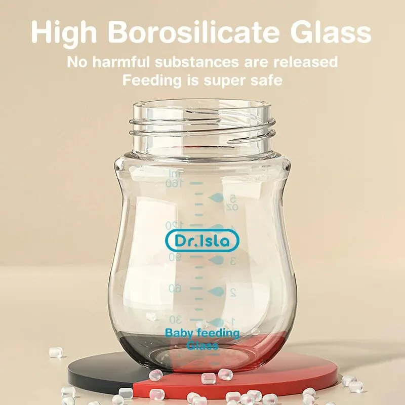 Dr.isla 2PCS Newborn Glass Bottles 90/160ML Anti-Choke Baby Bottle Anti-flatulence Milk Feeding Bottles Infant BPA Free 0-6Month