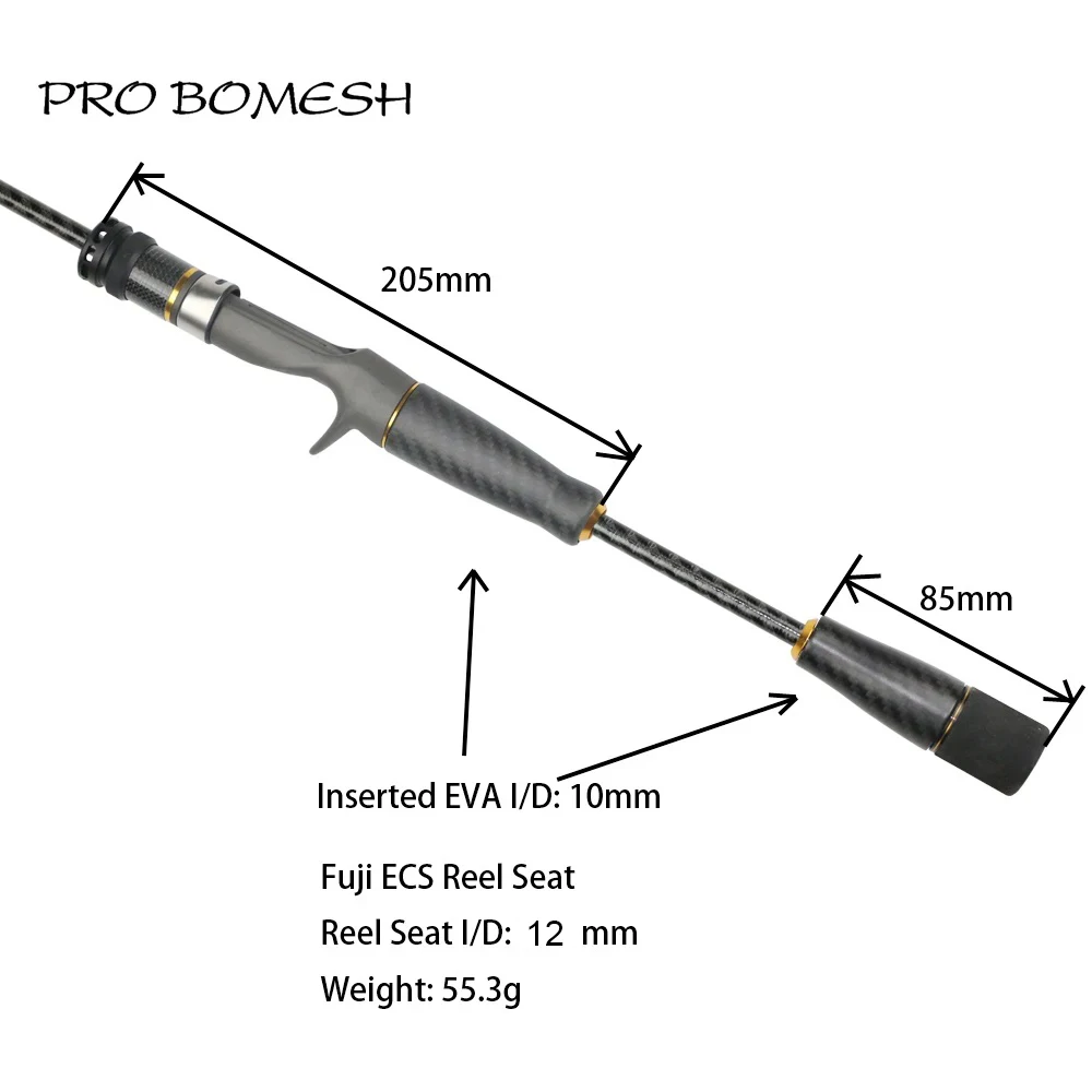 Pro Bomesh 1Set Fuji ACS ECS Reel Seat Carbon Fiber Split Grip Butt Grip Casting Handle Kit DIY Fishing Rod Accessory