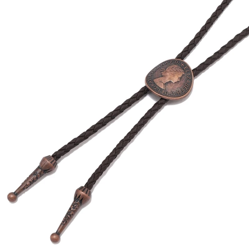 

Men Women Ancient Coin Bolo Tie Vintage Necktie Jewelry Shirt Chain Necklace Drop Shipping