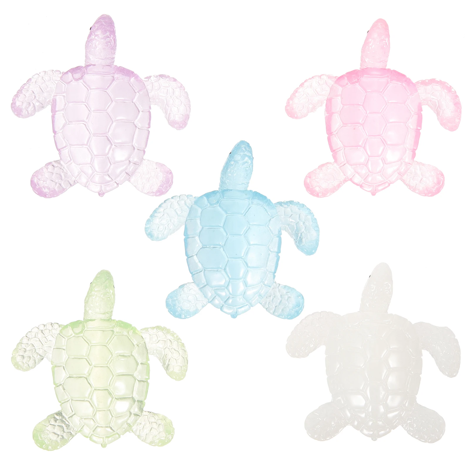 

5 Pcs Night Glow Turtle Figurines Resin Crafts Blue Green Pink Purple Clear Desk Decor Mini Animal Home nament