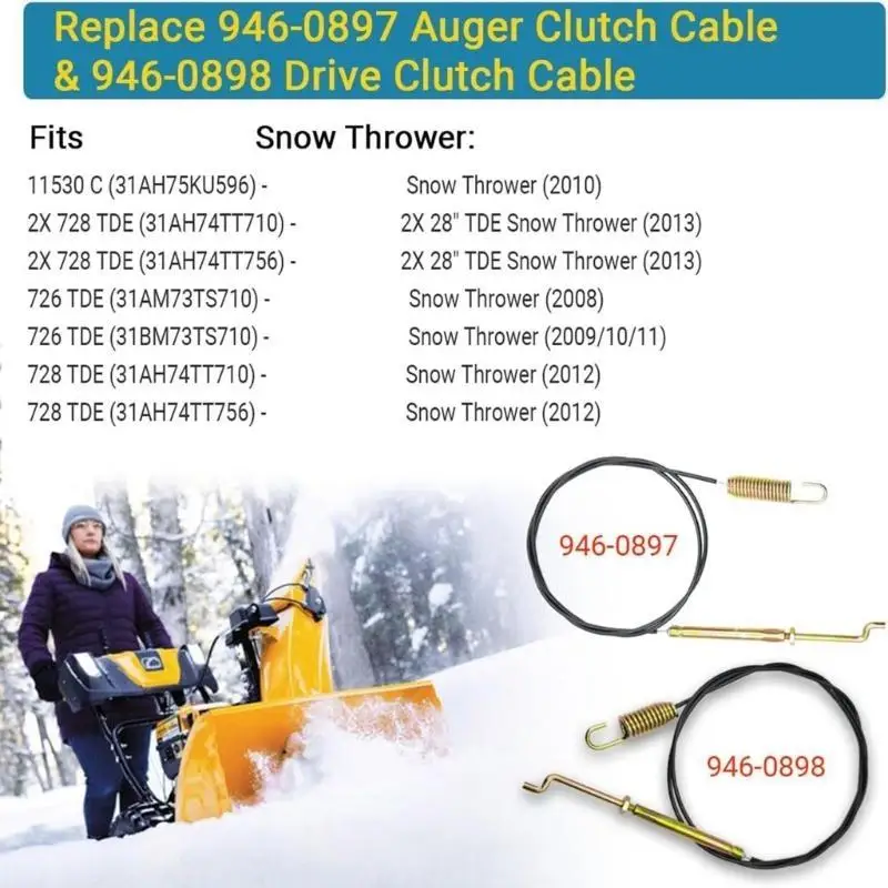 652F Two Piece Clutch Cable Assembly for Reliable Snow Removal Machine Operation
