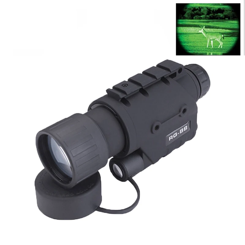 RG-88 Night Vision Monoculars 5X Zoom Infrared Camera Full Dark Green Imaging Long Range for Outdoor Hunting with Rifle Mount