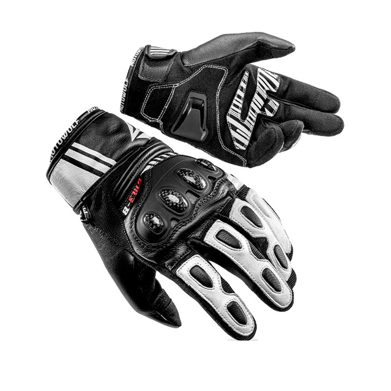 

Leather Motorcycle Gloves Sheepskin Summer Breathable Riding Gloves Touchscreen Off-road Moto Gloves Men Women