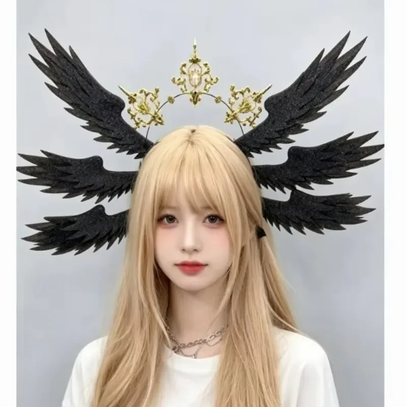2pcs Angel Wing Hair Clips Pair, 3D Layered Feather Hair Accessory, Cosplay Lolita Headpiece for Halloween Party Photoshoot