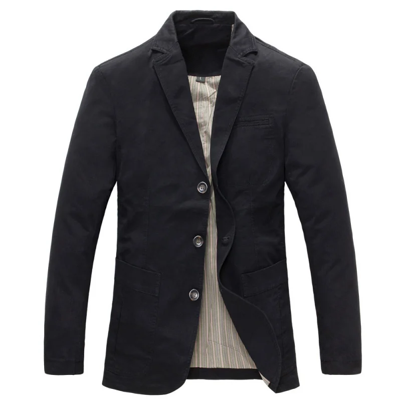 Primavera otoño nueva chaqueta militar Blazers hombres de negocios 100% puro algodón Casual traje abrigo Masculino Masculino chaquetas sólidas