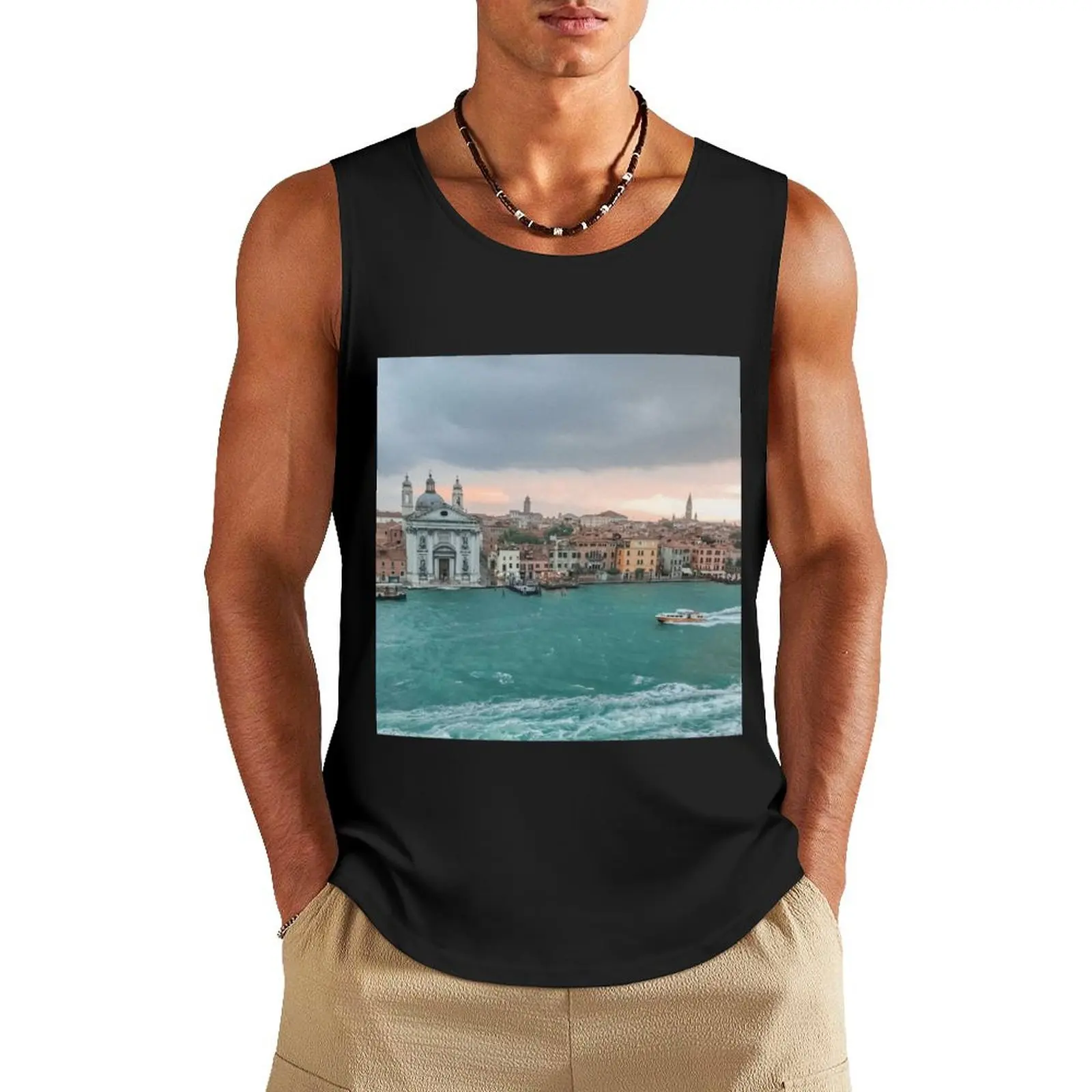 

Venice Landscape Cruise Tank Top Vest for boy T-shirt sports gym clothing men