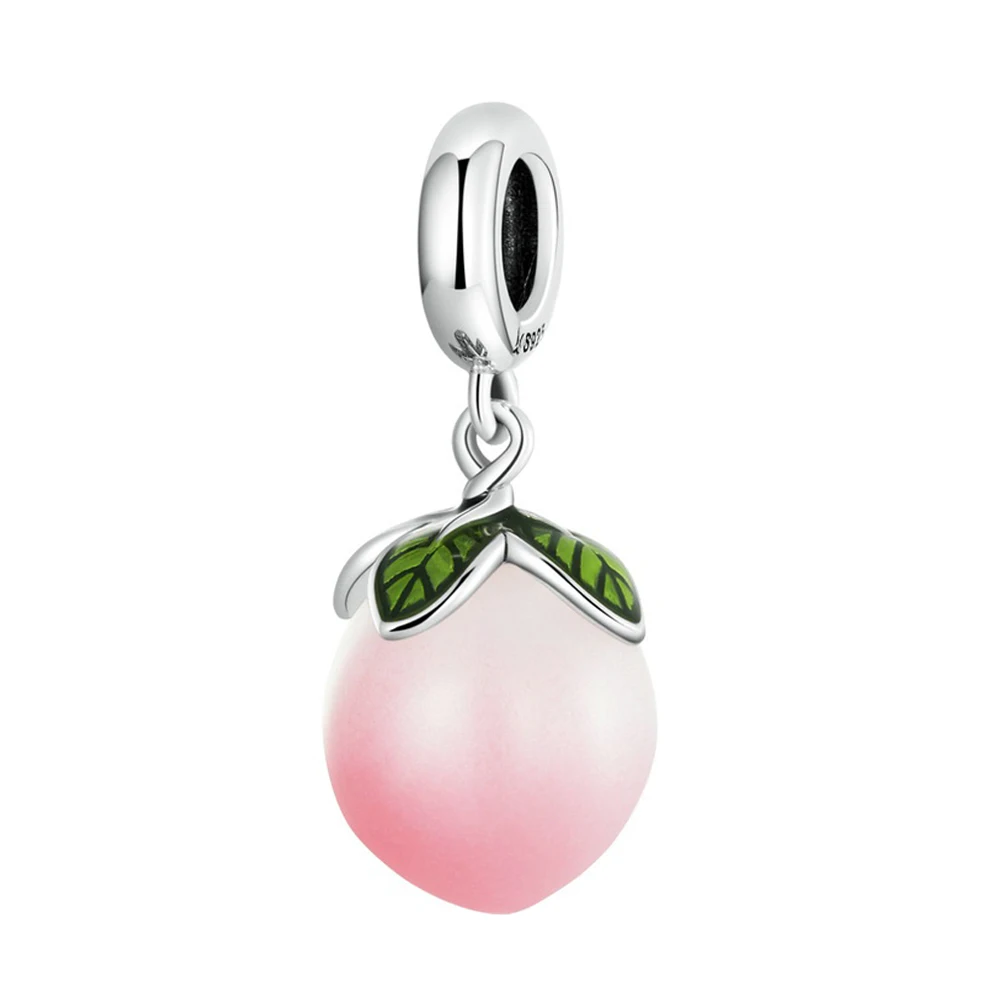 

Peach Pendant S925 Sterling Silver Necklace Charm Bracelet DIY Jewelry Craft Project Fruit Accessories Gifts Peach Charm Pendant
