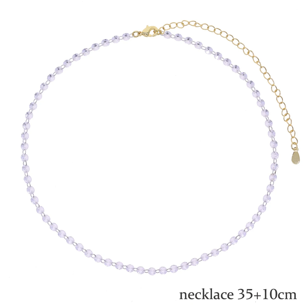 Luxury Fashion 5A Sparking Bling Round CZ Tennis Chain Link Women Necklace Adjustable Two Tone Color Choker Jewelry