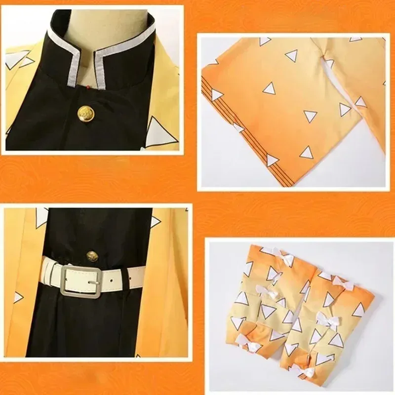 CyAnime Demon Slayer Kimetsu no Yaiba Agatsuma Zenitsu Costume Cosplay donna Kimono uniforme Halloween Christmas Party Clothes