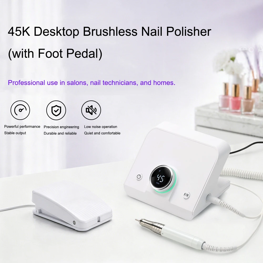 Professional Brushless Nail Drill E‑File Adjustable Speed Portable Electric Nail Sander for Salon Home Manicure Gel Acrylic Nail
