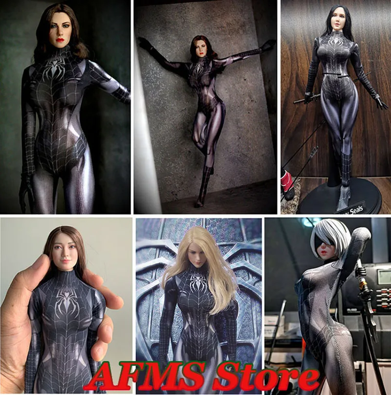 1/6 kobiety żołnierz kombinezony dziewczyny Anime Fighter Spider Hero rajstopy Stretch 3D Print dna body Fit 12 "figurka