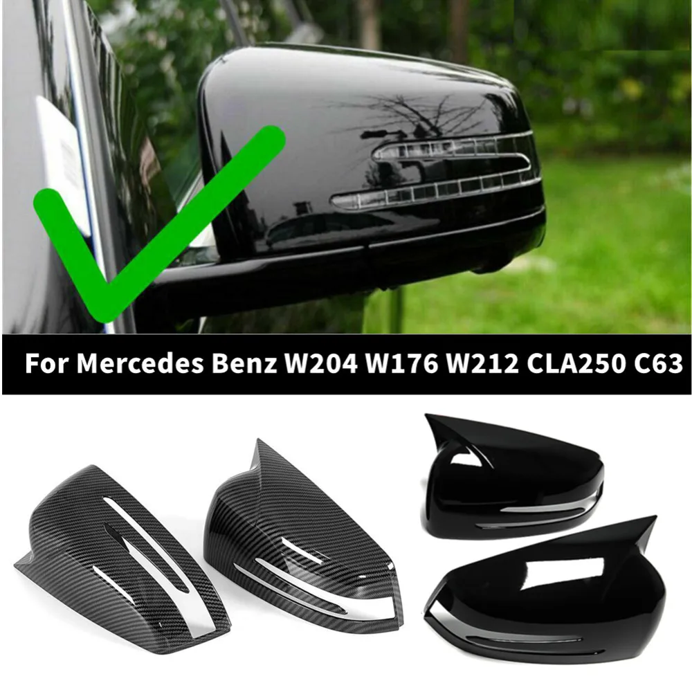 For Benz W176 W246 W212 W204 C117 X204 A B C E S CLA GLA GLK Class ABS Side Mirror Cover Wing Cap Door Trim Adhesive Sticker