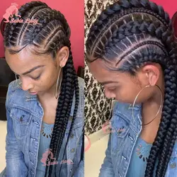 Synthetic Braided Wigs Full Lace Cornrow Braided Wigs For American Black Women 36