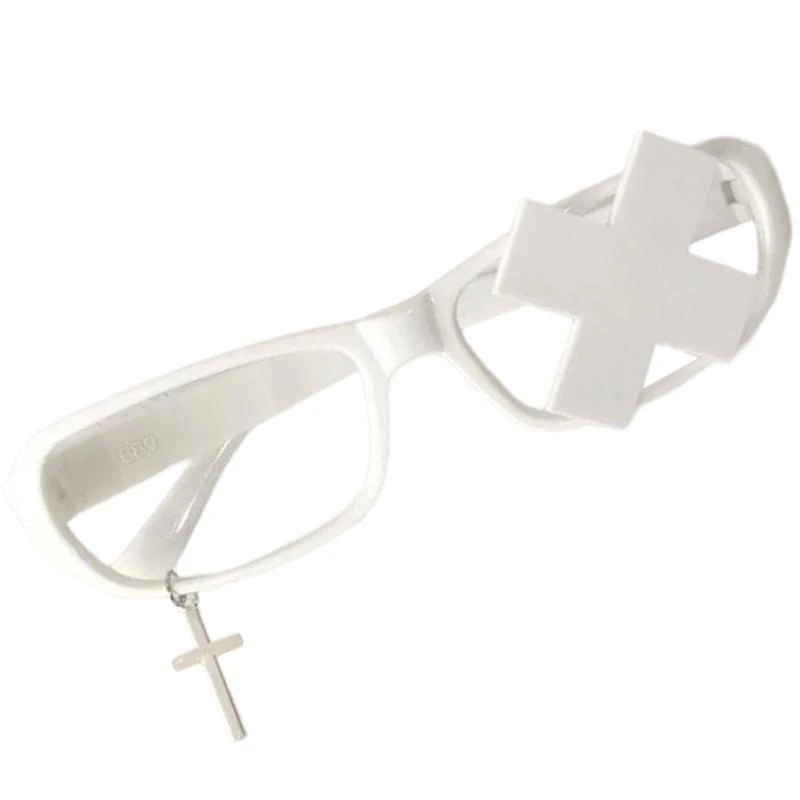 

Crucifix Eyeglasses,Subcultures Crosses Glasses Frame Novelty Funny Eyewear Gothic Glasses for Halloween Cosplay Party