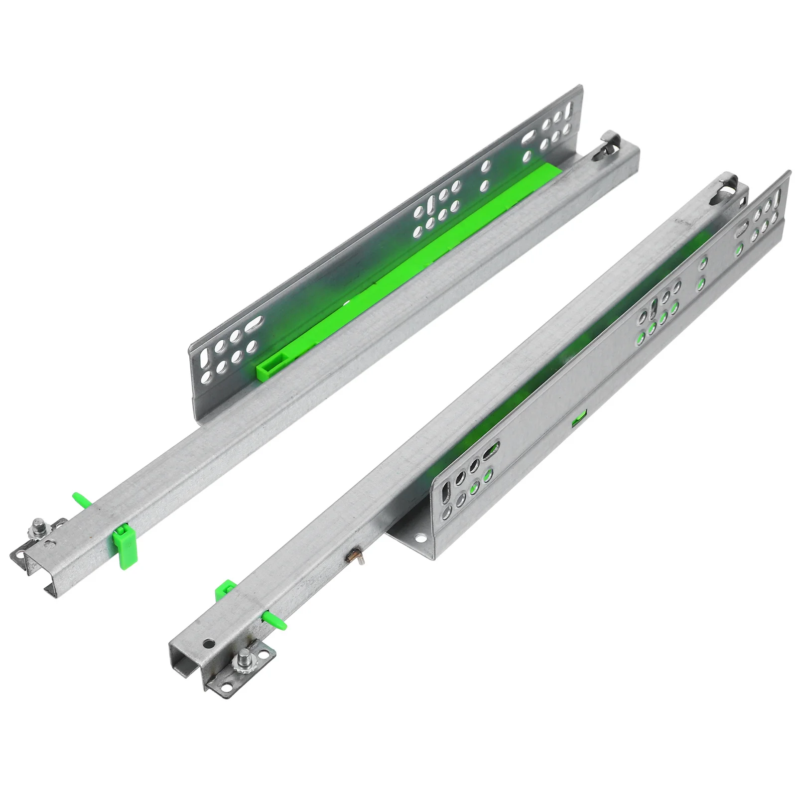 

1 Pair Silent Buffer Drawer Slides Full Extension Metal Glides For Household Furniture Replacement Bottom Mount Rails