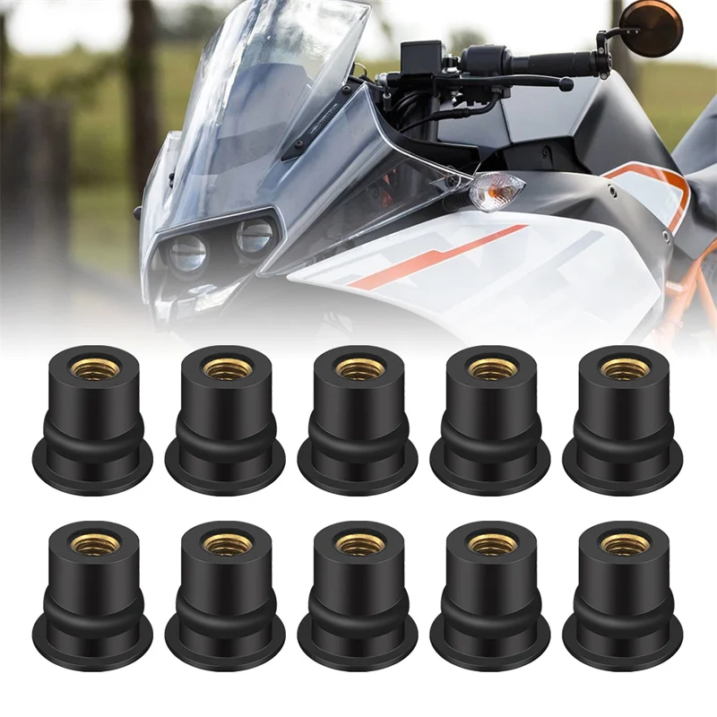 20X Motorcycle For M6 Rubber Well Nuts Blind Fastener Windscreen Windshield Fairing Cowl Riding Accessories Fastener Goods