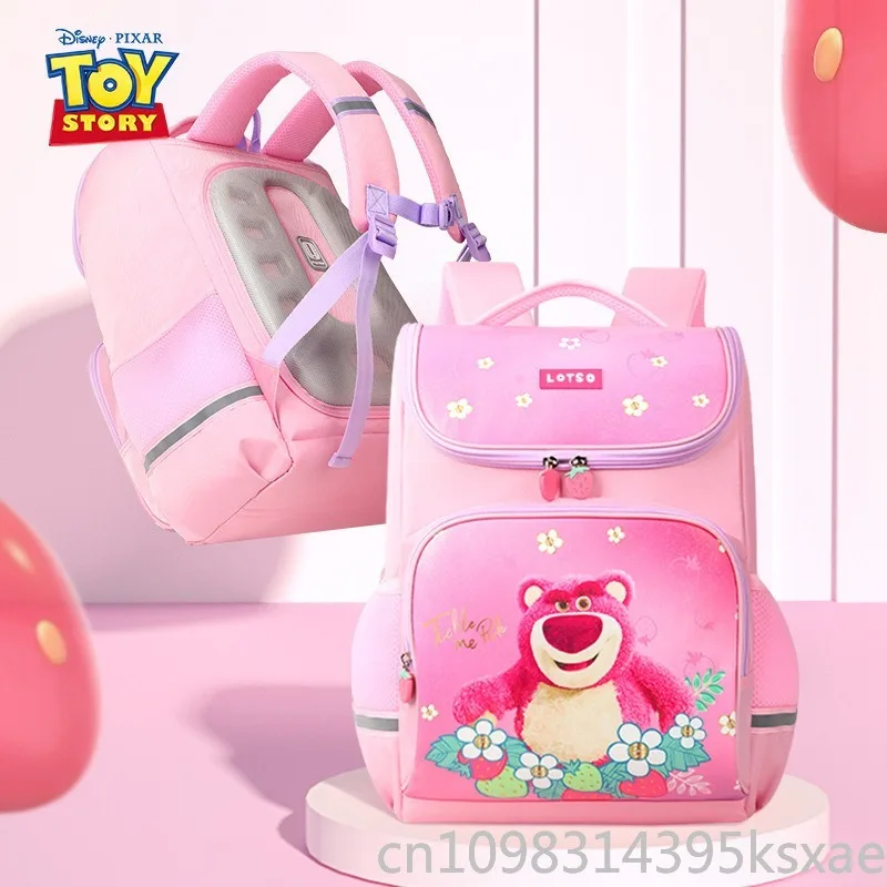 Disney Strawberry Bear Kids Backpack Ergonomic Lightweight Large Capacity School Bag for Girls Elementary Students