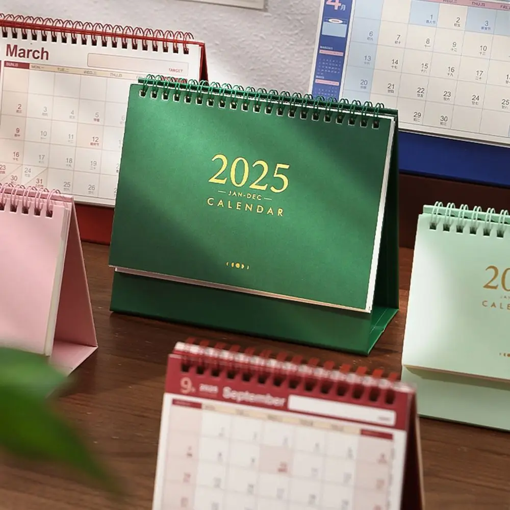 Creative 2024-2025 Calendar Thick Paper Portable Desktop Calendar Yearly Agenda with Sticker Time Manegement Organizers Gifts