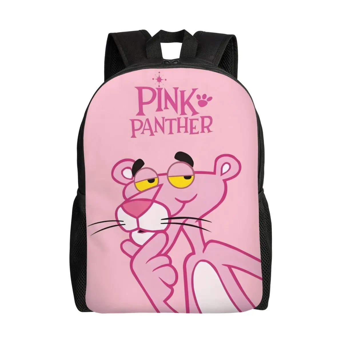 

Custom The Pink Panther Backpack for Women Men Waterproof School College Animation Cartoon Bag Print Bookbag