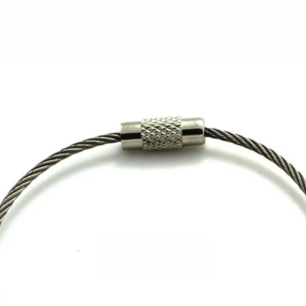 2021 NEW Stainless Steel Covered Rubber Wire Rope Wire Ring Key Ring Stainless Steel Key Ring Pan Utility Keychain