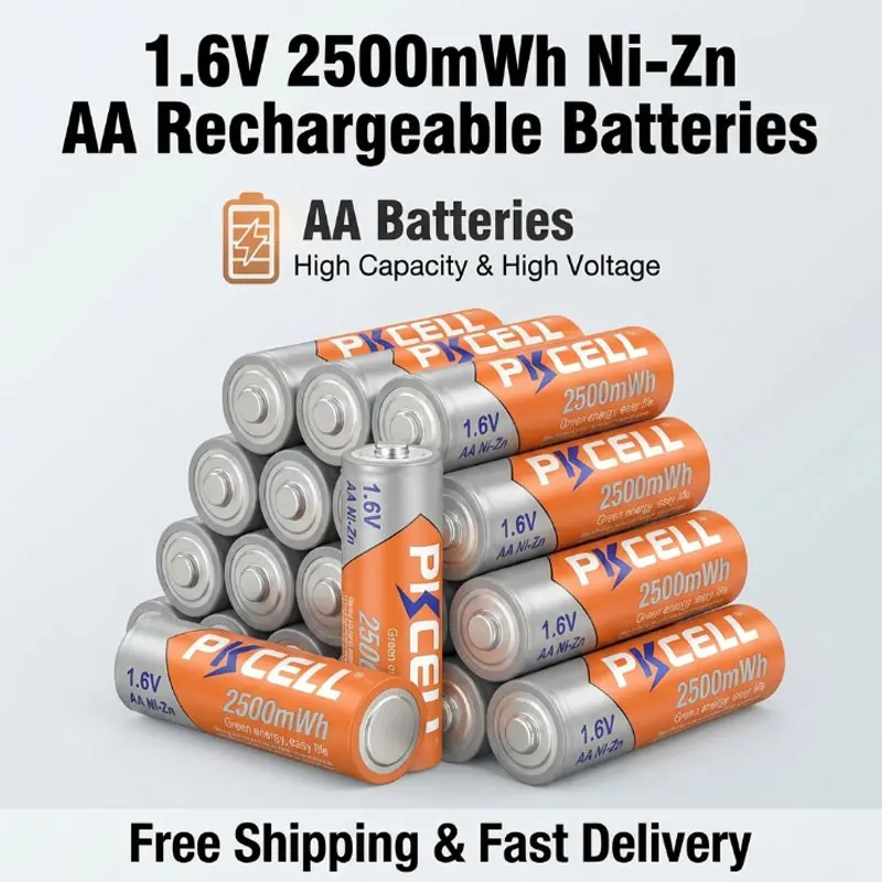 

High Performance 1.6V AA Ni-Zn Battery 2500mWh NiZn Rechargeable with Charger for Camera & Electric Toys