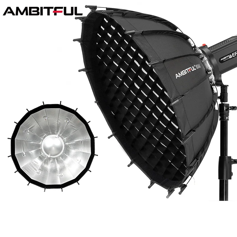 

Ambitful BD60 60cm 23.6'' photography Studio Silver Wide Angle bea.uty Dish Honeycomb Grid Bowens Mount softbox for go.dox SK400