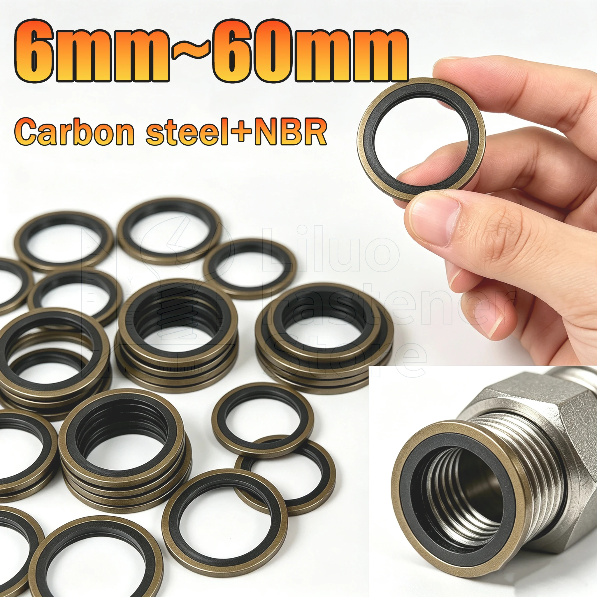 5-50pcs 6/8/10/12/14/16~60mm Bonded Washer Metal NBR Rubber Oil Drain Plug Gasket Fit Combined Washer Sealing Ring O-ring