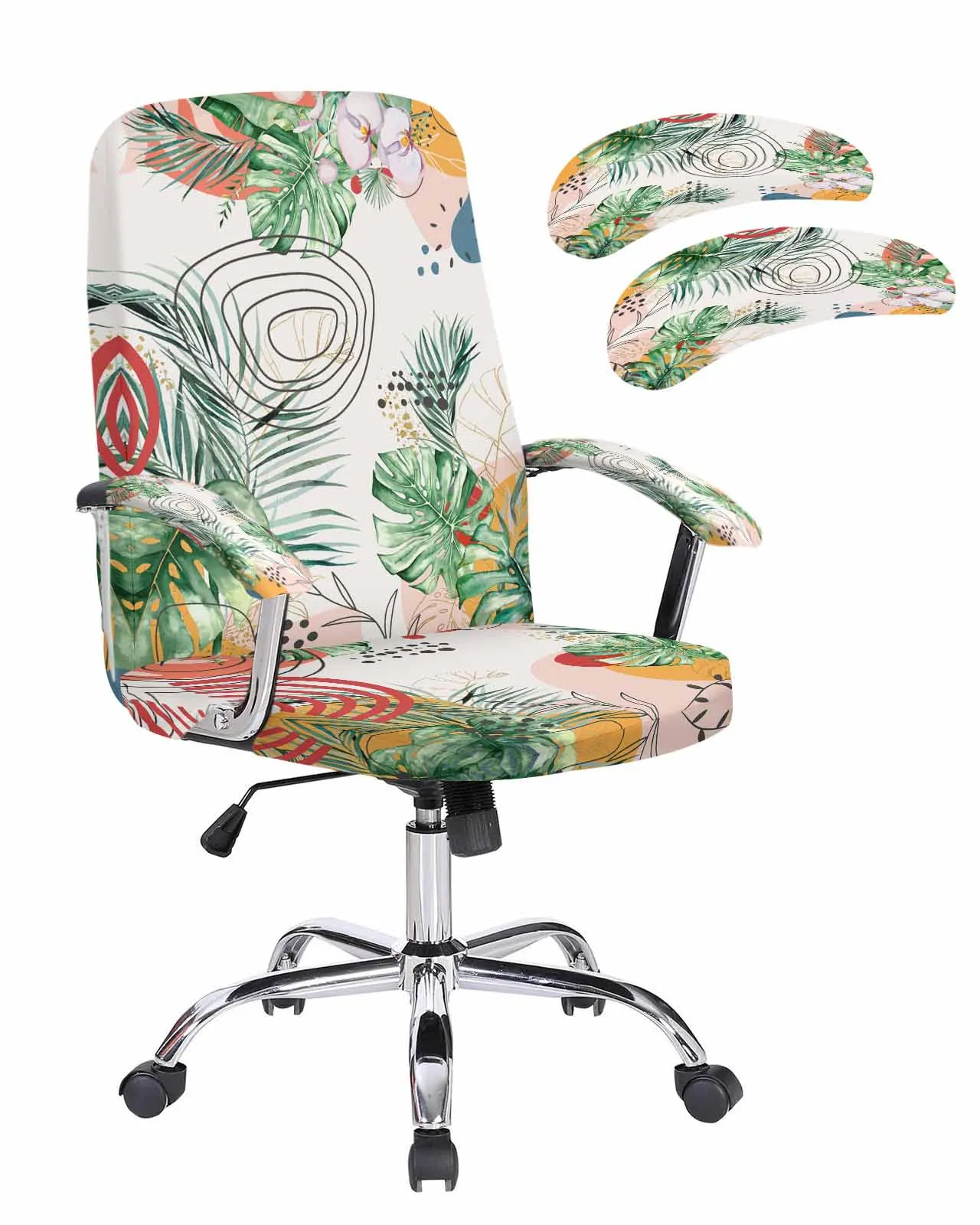 Summer Palm Leaves Abstract Art Elastic Office Chair Cover Gaming Computer Chair Armchair Protector Seat Covers