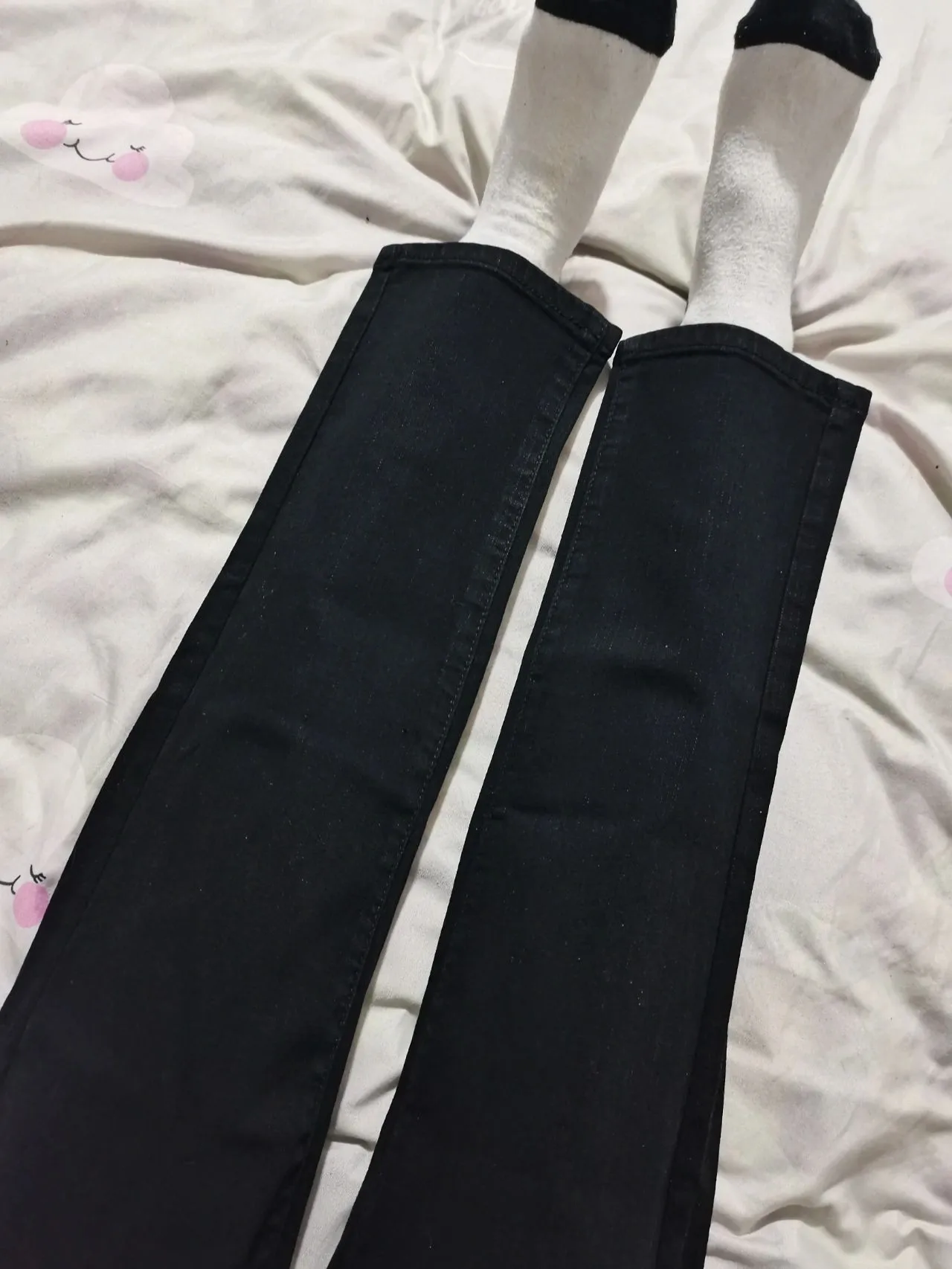 

High Waist Straight Leg Denim Jeans Women's Elastic Slimming Pants Leg Covering Stretchy Small Size e Tube Trousers