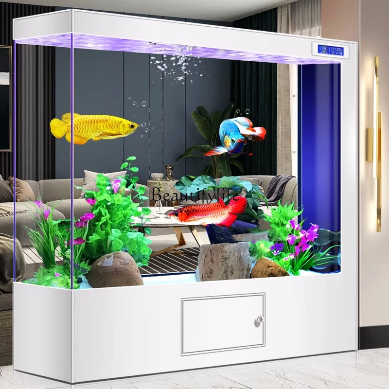 

Rectangular Super White Glass Fish Tank Medium Ecological Filter Hallway Subareas Screens