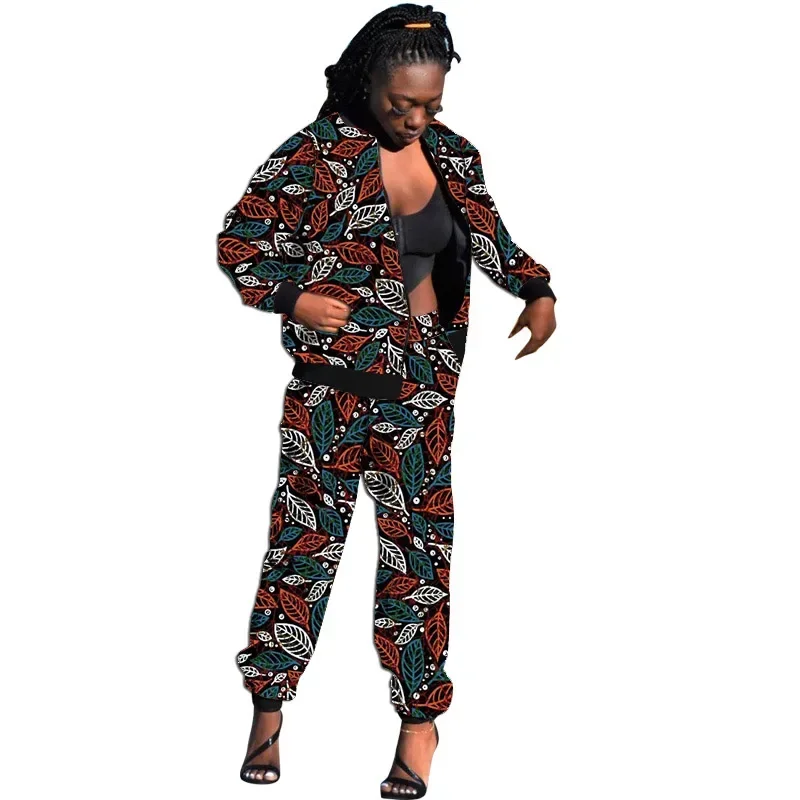 Original Design African Print Women's Casual Suits Tailor Made Bomber Jackets With Jogging Pants Female Party Ankara Outfits