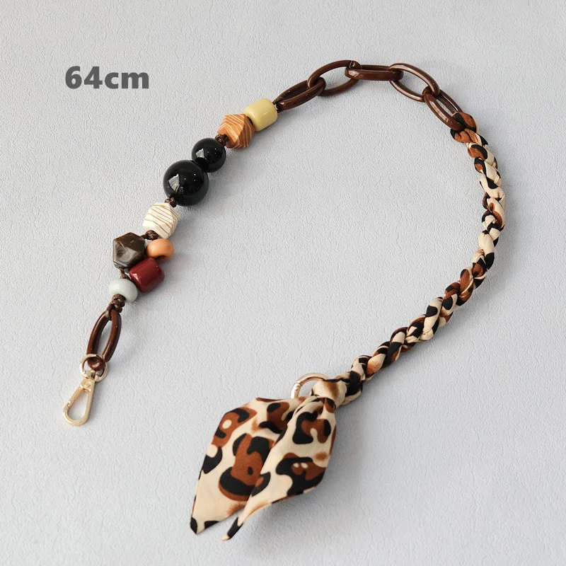 Neue Mode Frau Tasche Zubehör abnehmbare braune Perlenketten niedlichen Acryl Luxus riemen Frauen Eleagnt Tasche Schulter Griff Kette – Detail 13