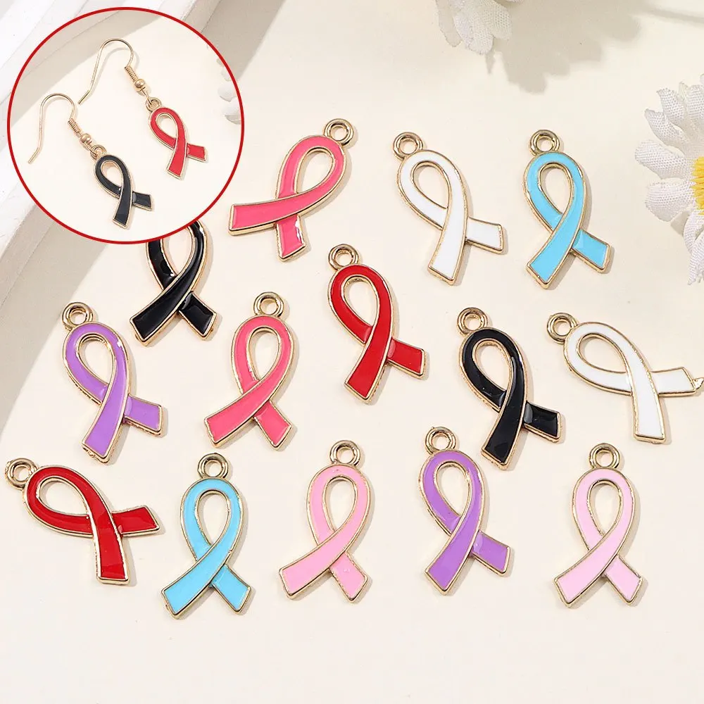 Abalorio de cinta para cáncer de mama, colgante de aleación de Zinc para pulsera, collar, pendientes, fabricación de joyas, 2/10/20 Uds.