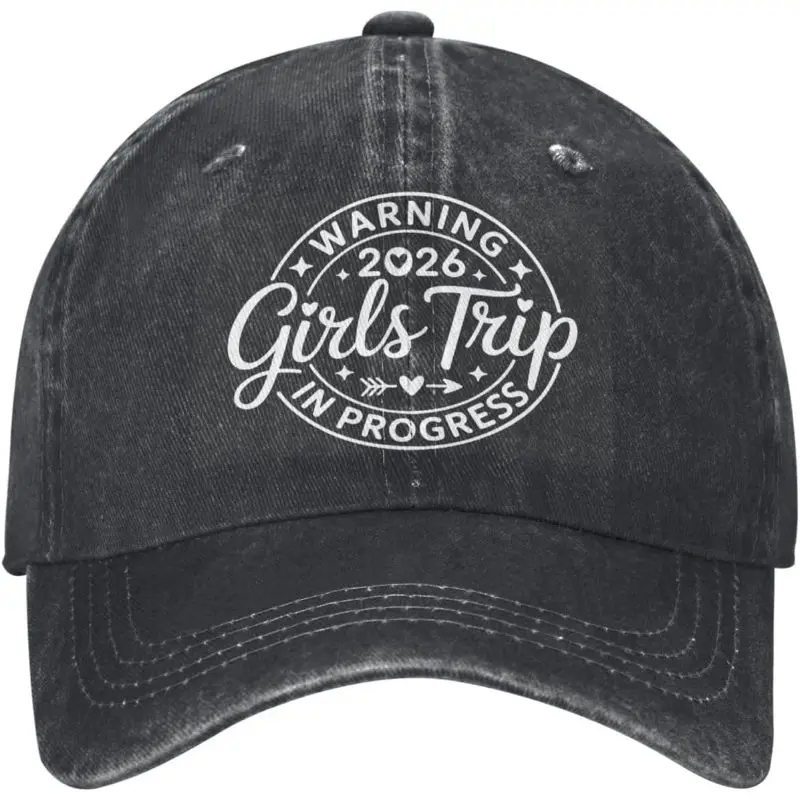 Warning: Sisterhood Travel Is in Progress in 2026. Men's Adjustable Baseball Cap, Trendy Black Peaked Cap