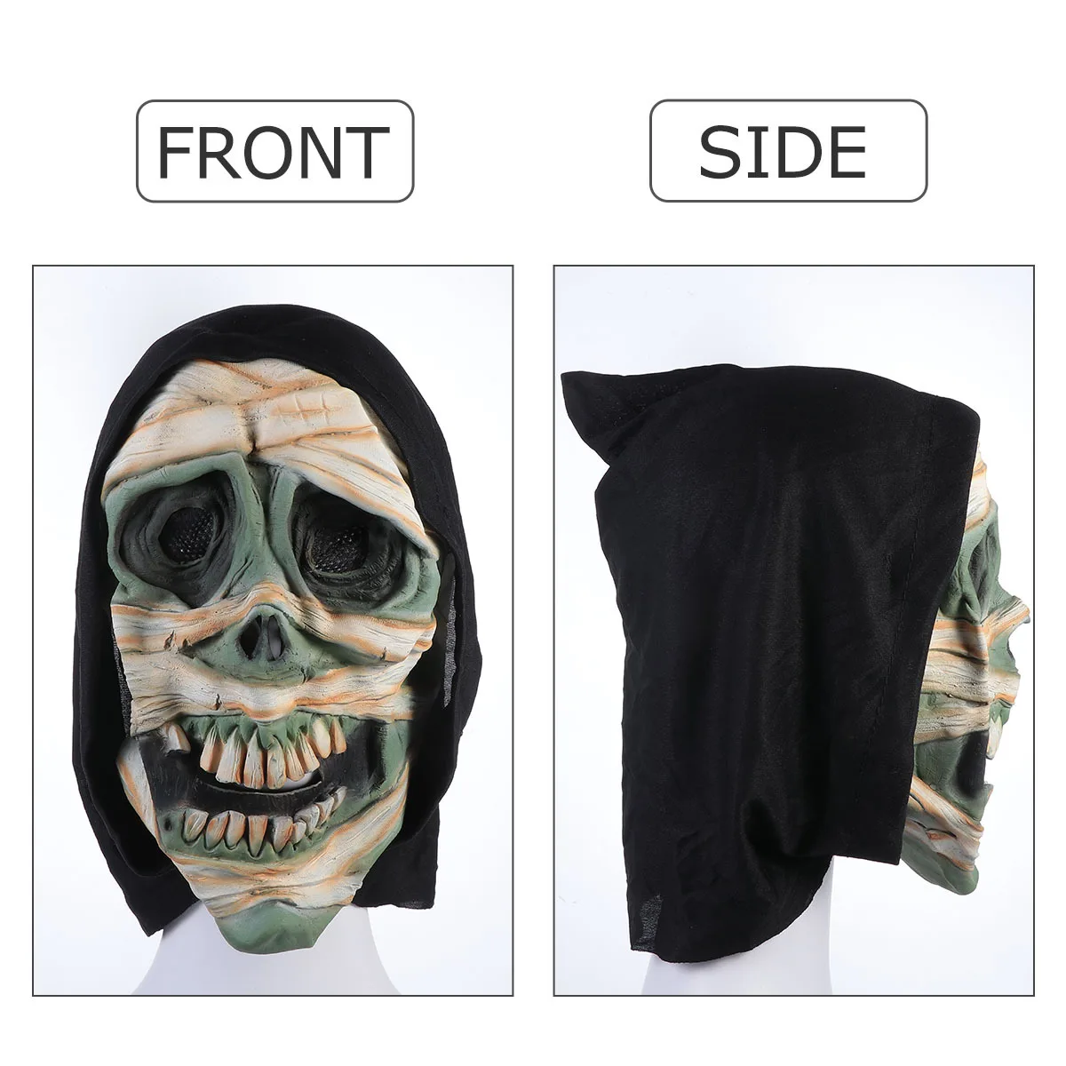 قناع نمط رأس جمجمة الهالوين قناع رعب كامل الوجه للحفلات التنكرية للهالوين أقنعة مخيفة