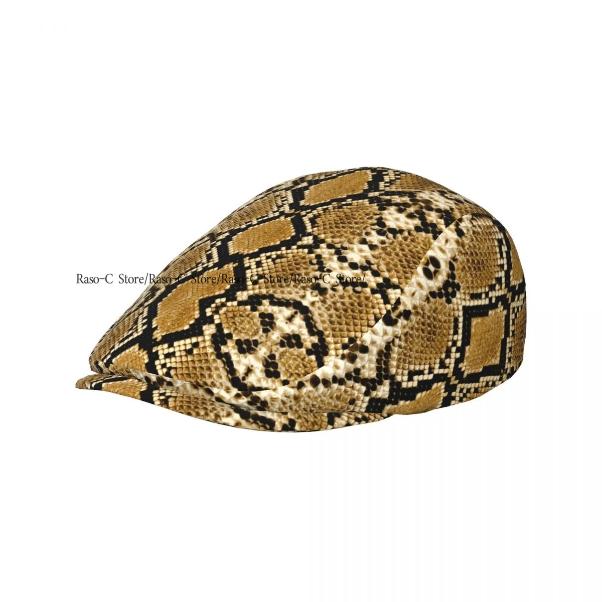 Unisex Adult Forward Peaked Cap Snake Pattern Newsboy Flat Cap Casual Streetwear Ivy Driving Hat