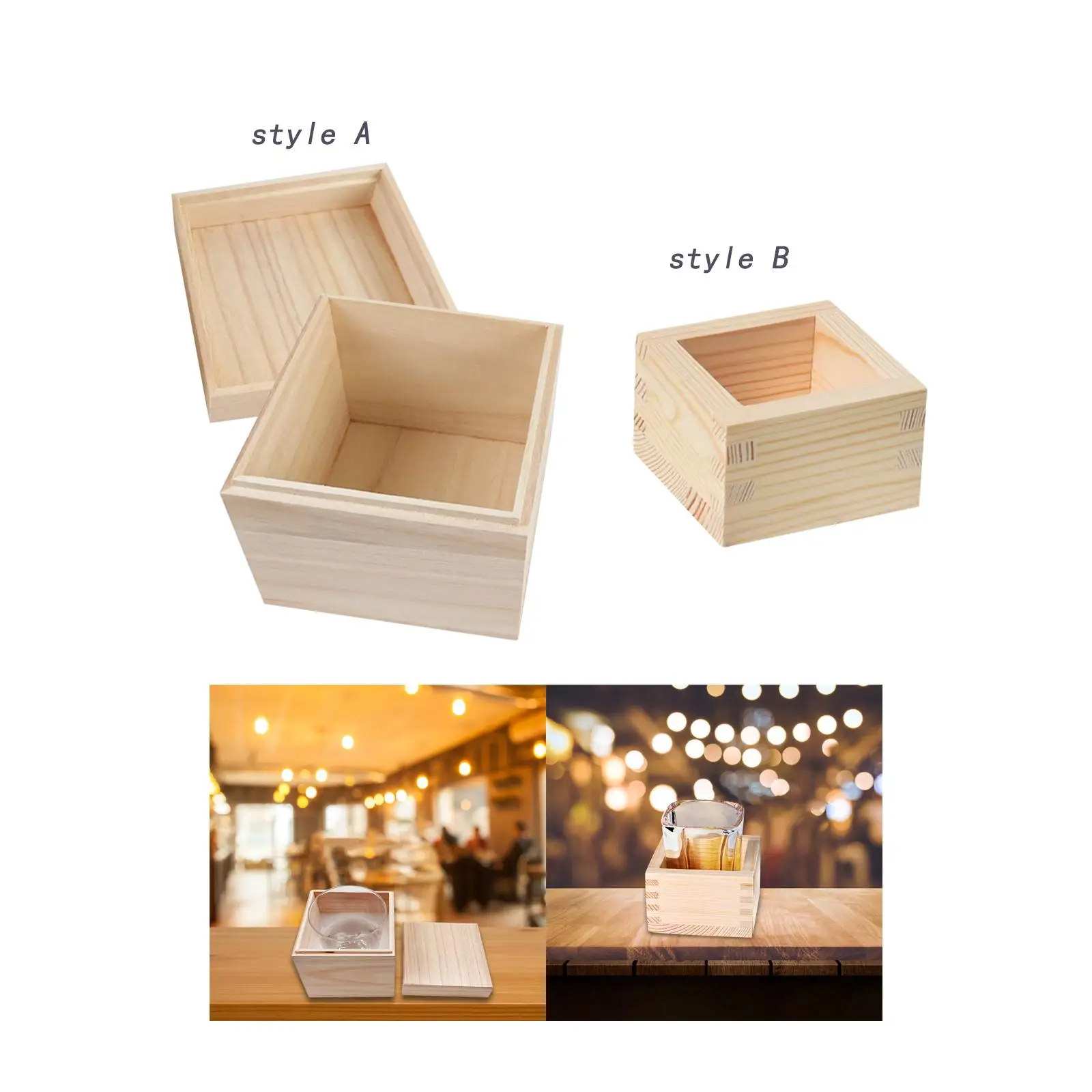 Wood Square Storage Box Organizer for Jewelry Crafts Collectibles Gift Container with Lid Decorative - view 4