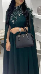 Customized High Neck Beadings Evening Dresses A-line Floor Length Prom Dresses Long Sleeves Party Dresses for Special Ocn
